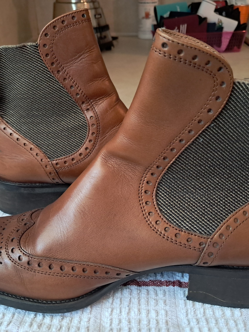 Lottusse Brown Leather Brogue Ankle Boots Womens Size EU 37 US 6.5-7